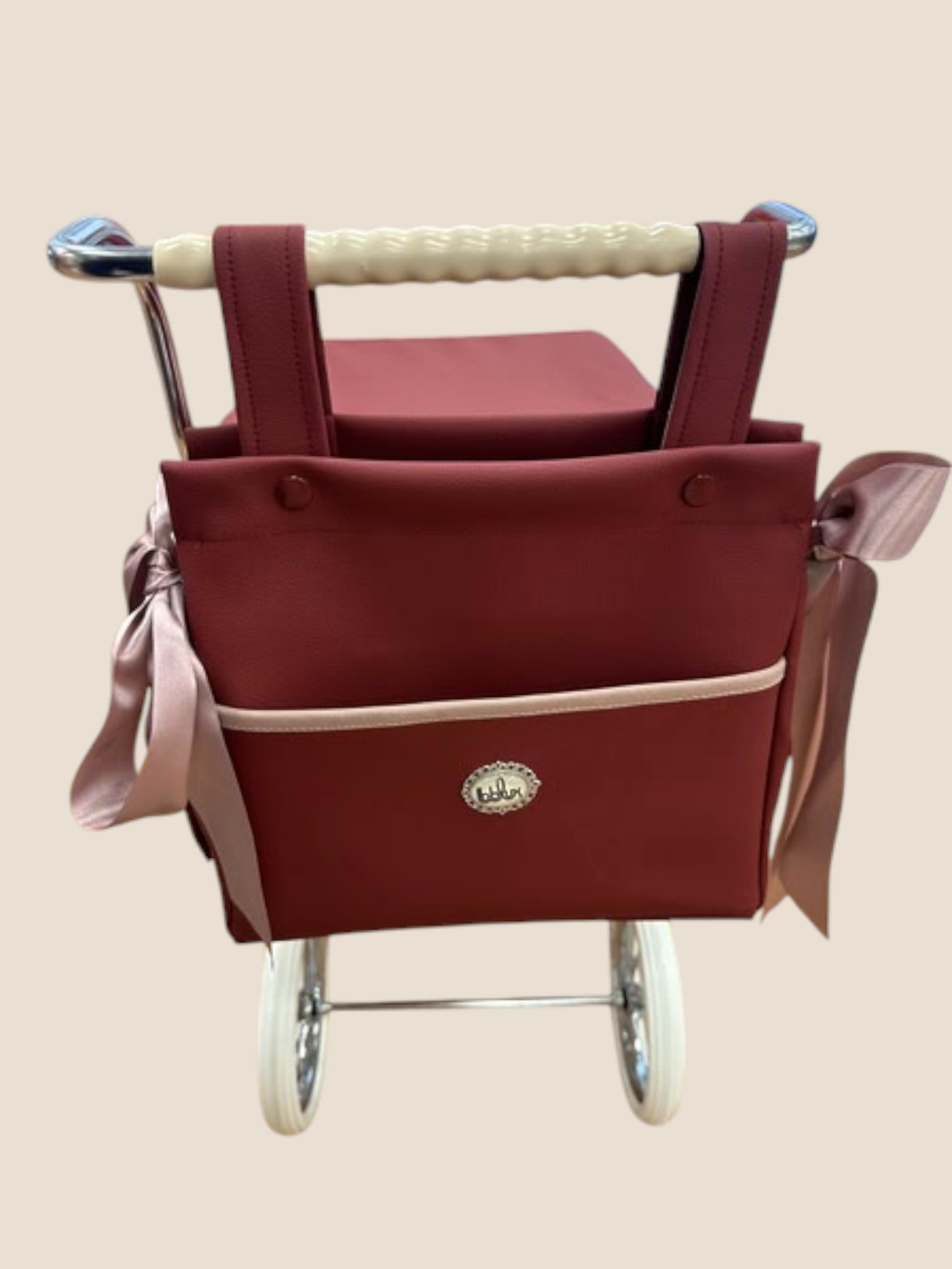 Carrito muñecas clásico con capota y bolso burdeos - BEBELUX Bebelux