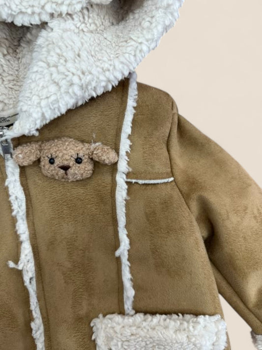 Chaqueta bebé borreguito camel con capucha Lolittos