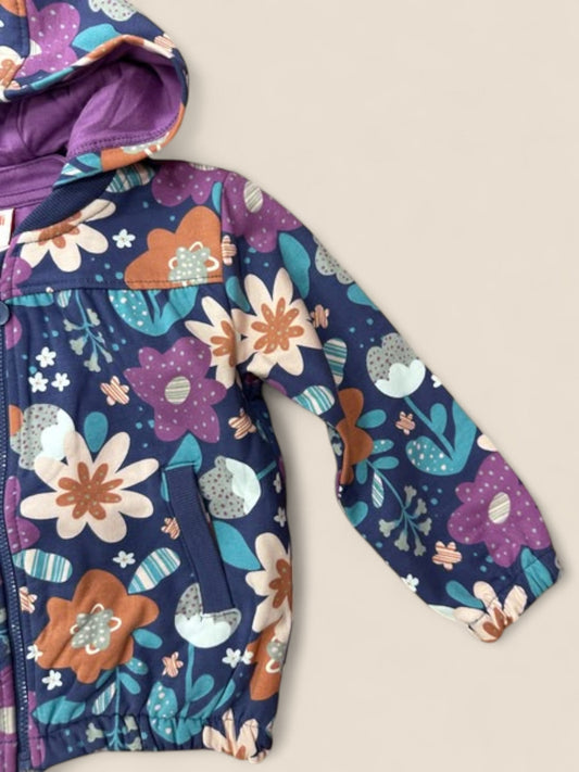 Chaqueta acolchada con capucha y estampado floral para niña BOBOLI