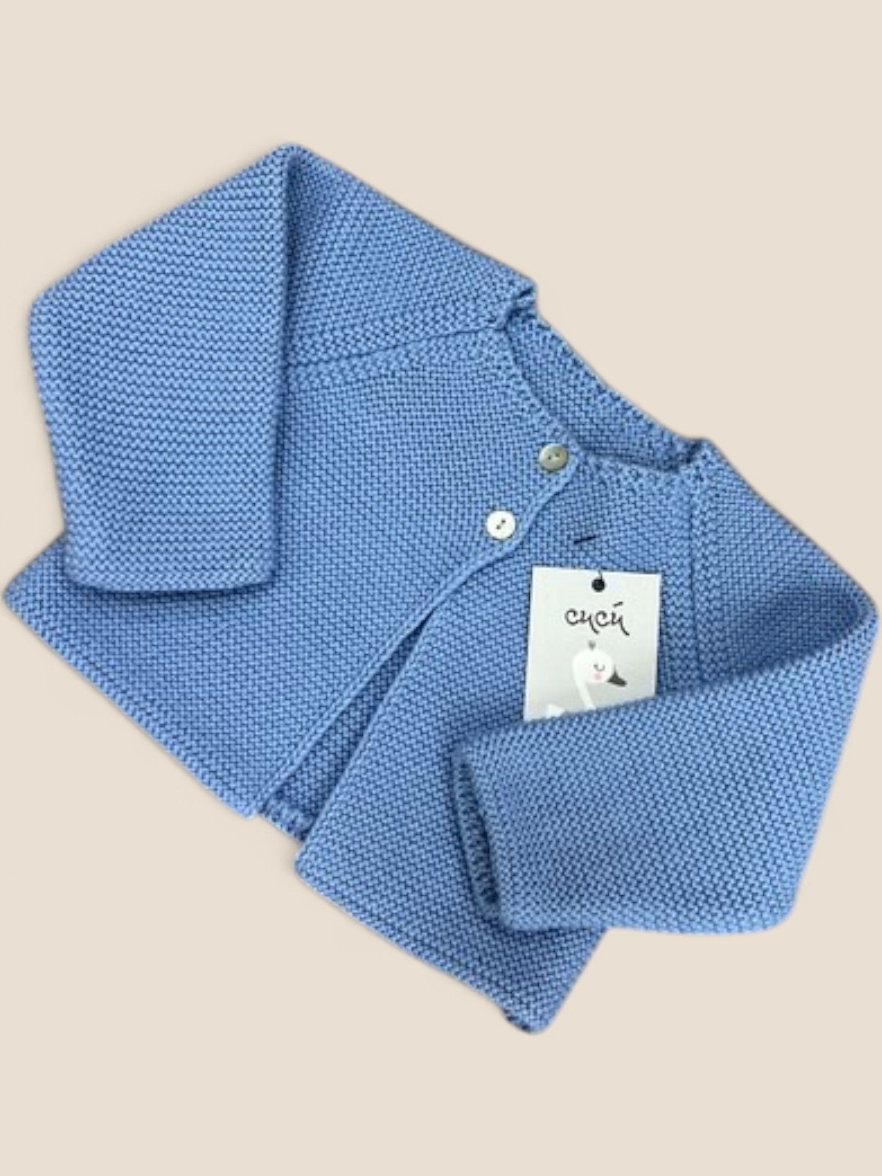 Chaqueta de punto bebé azul clásico CUCÚ