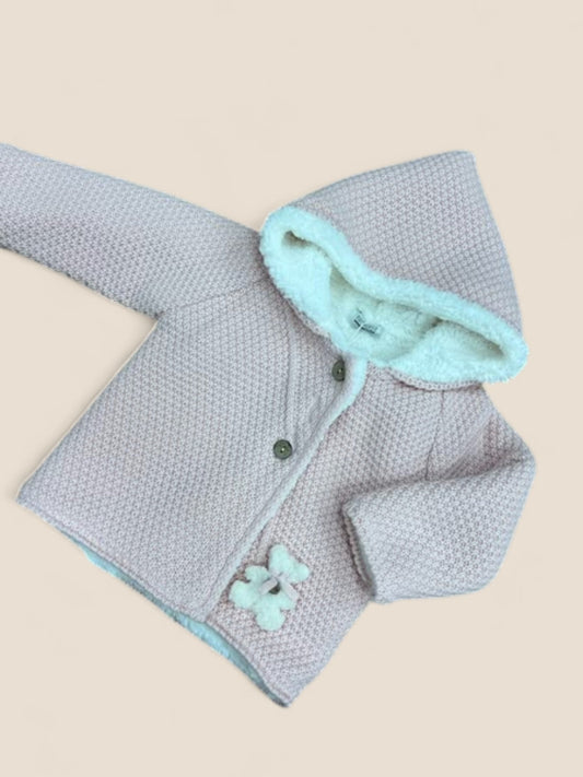 Chaqueta de punto rosa con capucha y forro borreguito PANGASA