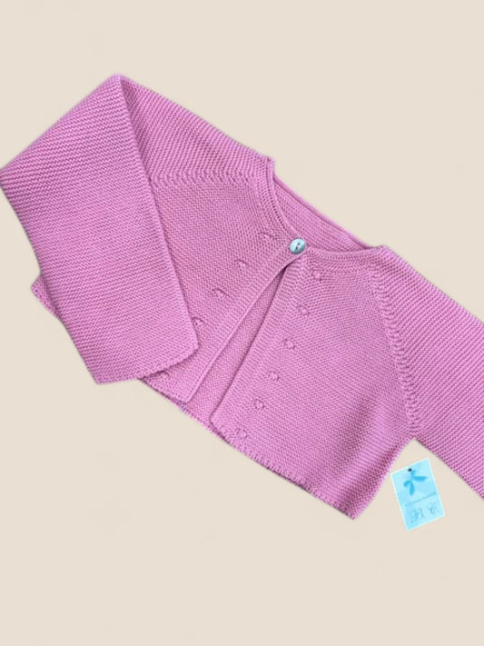 Chaqueta de punto bebé rosa con detalle calado CUCÚ