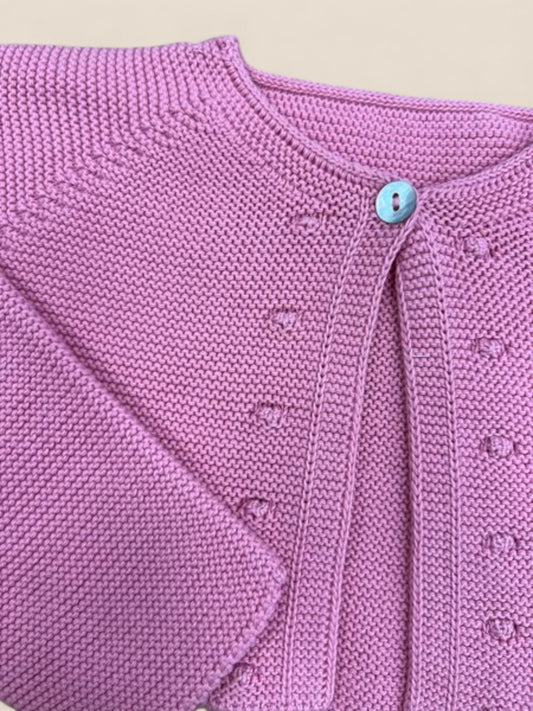 Chaqueta de punto bebé rosa con detalle calado CUCÚ