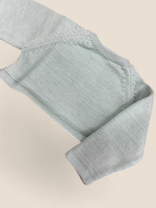 Chaqueta de punto bebé verde con bordado amarillo CUCÚ