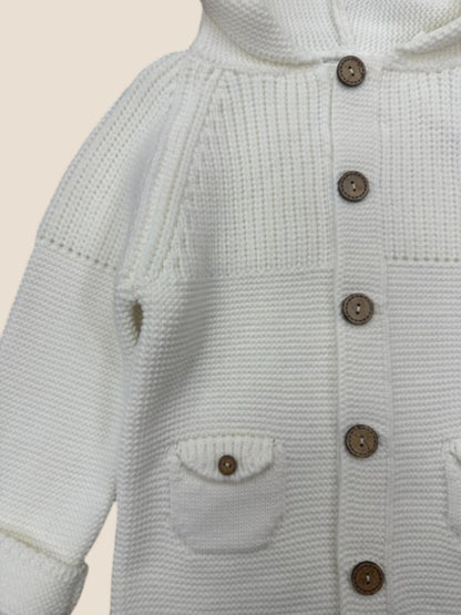 Chaqueta de punto con capucha blanca para bebé PANGASA