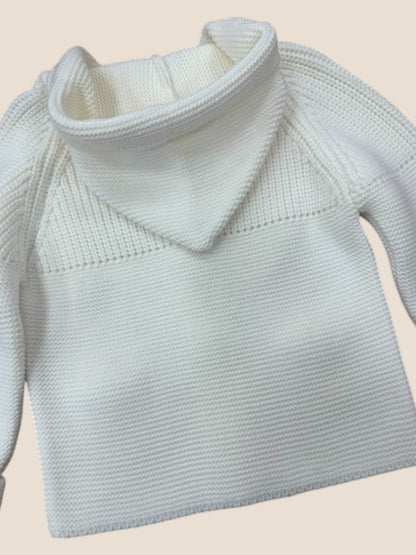 Chaqueta de punto con capucha blanca para bebé PANGASA