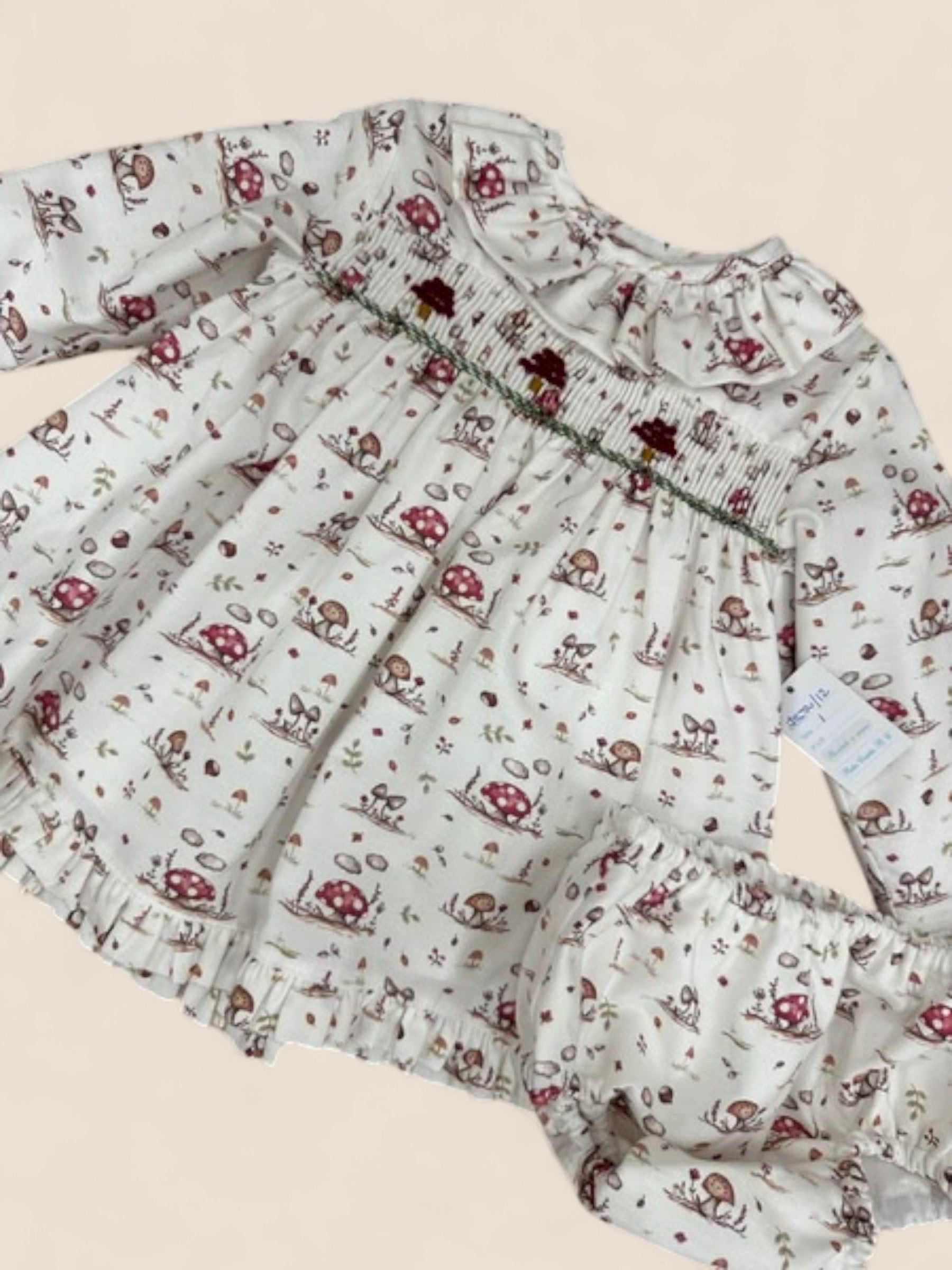 Conjunto bebé bosque smock con braguita a juego Belén Costales