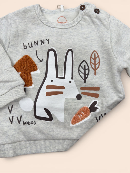 Conjunto bebé con sudadera conejito y pantalón marrón de pana