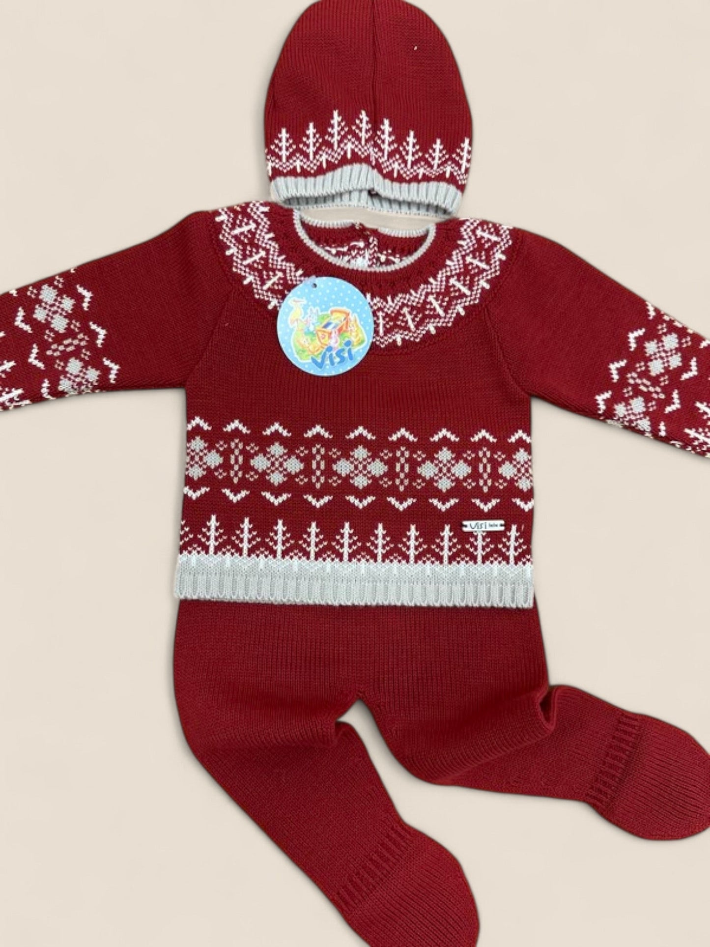 Conjunto navideño bebé rojo con gorro Visi