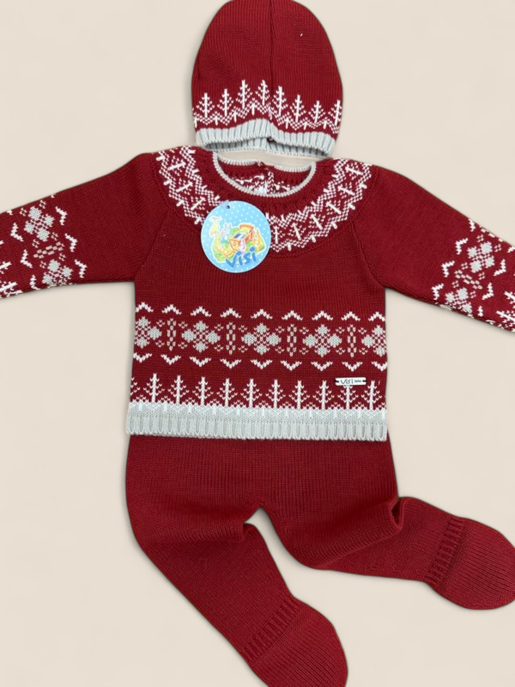 Conjunto navideño bebé rojo con gorro Visi