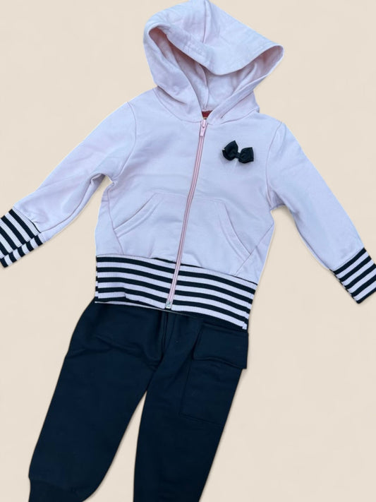 Conjunto sudadera con capucha rosa y pantalón marino niña KYLY