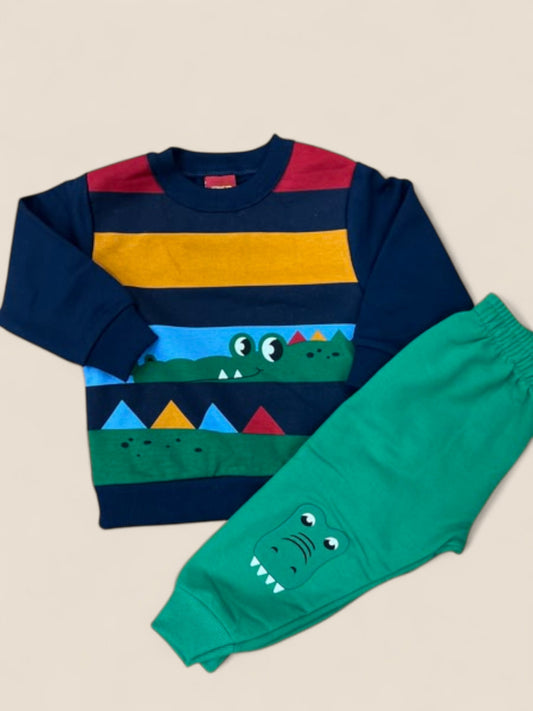 Conjunto sport niño cocodrilo rayas multicolor KYLY