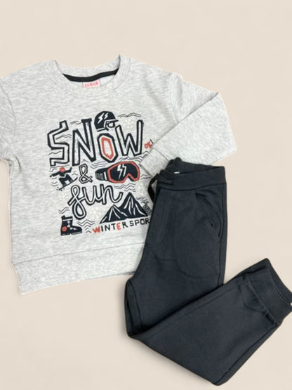 Conjunto niño gris y negro "Snow & Fun" BOBOLI