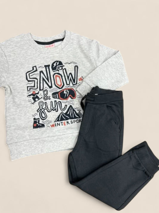 Conjunto niño gris y negro "Snow & Fun" BOBOLI