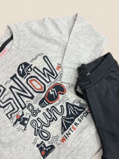 Conjunto niño gris y negro "Snow & Fun" BOBOLI