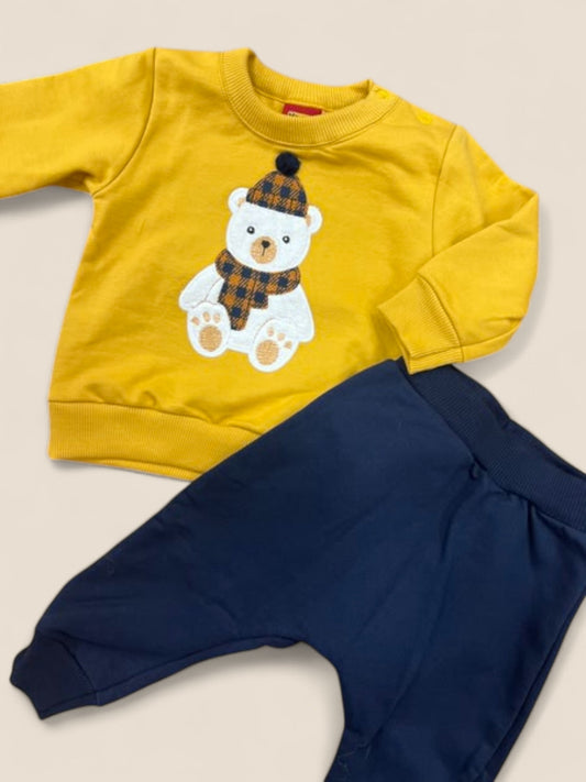 Conjunto osito mostaza con pantalón azul marino KYLY