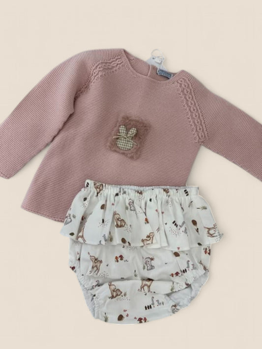 Conjunto con conejito y animalitos del bosque.