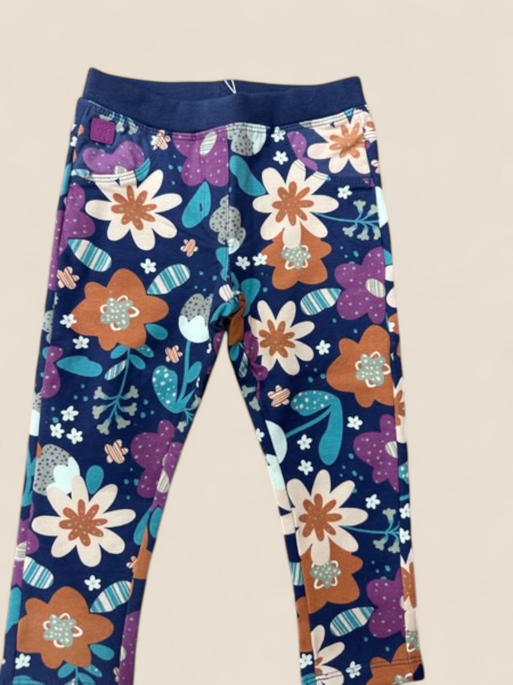 Leggings niña azul marino con flores multicolor BOBOLI