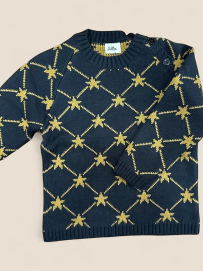 Jersey azul marino con estrellas mostaza Lolittos