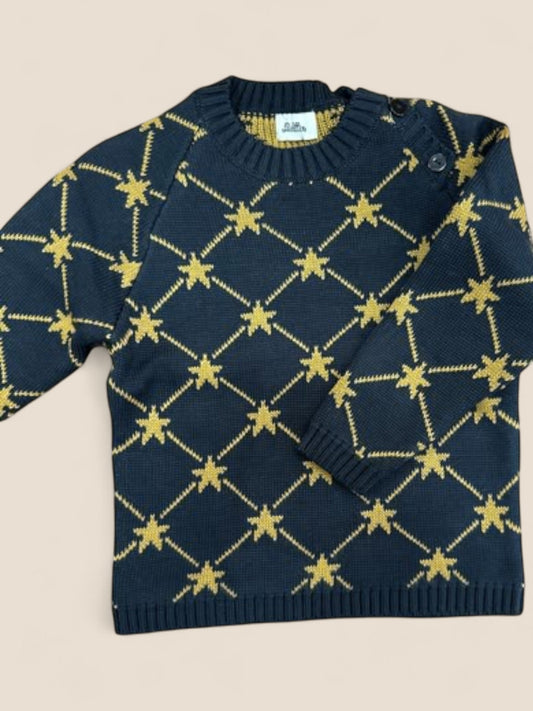 Jersey azul marino con estrellas mostaza Lolittos