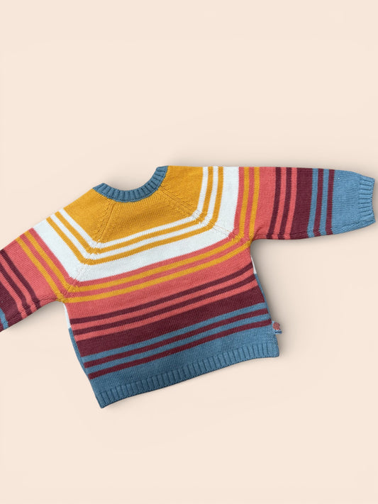 Jersey de punto multicolor con zorrito bordado bebé