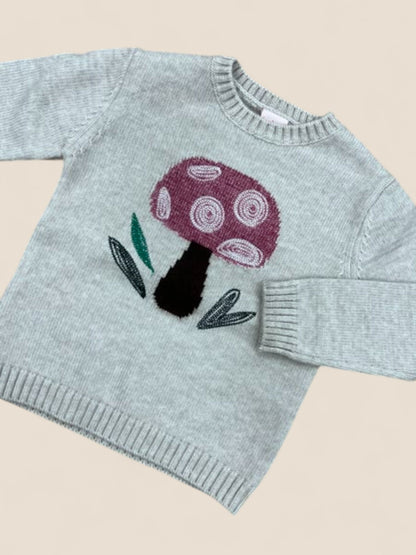 Jersey niña gris con dibujo de seta BOBOLI
