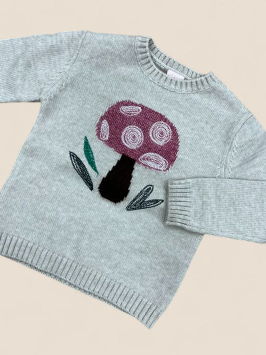Jersey niña gris con dibujo de seta BOBOLI