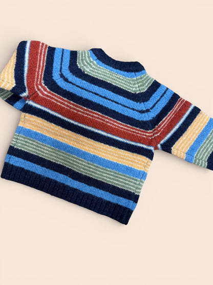 Jersey de punto infantil a rayas multicolor con botones en hombro