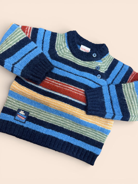 Jersey de punto infantil a rayas multicolor con botones en hombro
