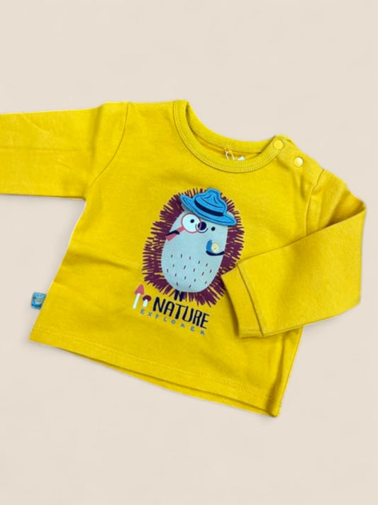 Camiseta bebé amarilla manga larga con erizo explorador BOBOLI