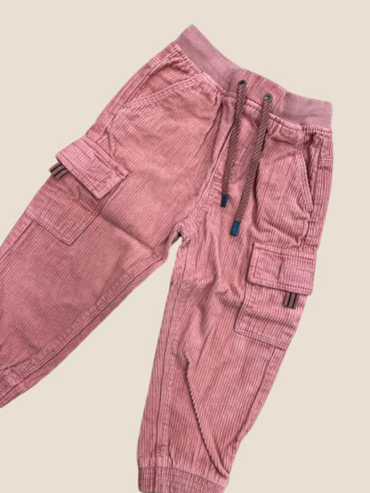 Pantalón cargo de pana ancha rosa empolvado con cintura elástica BOBOLI