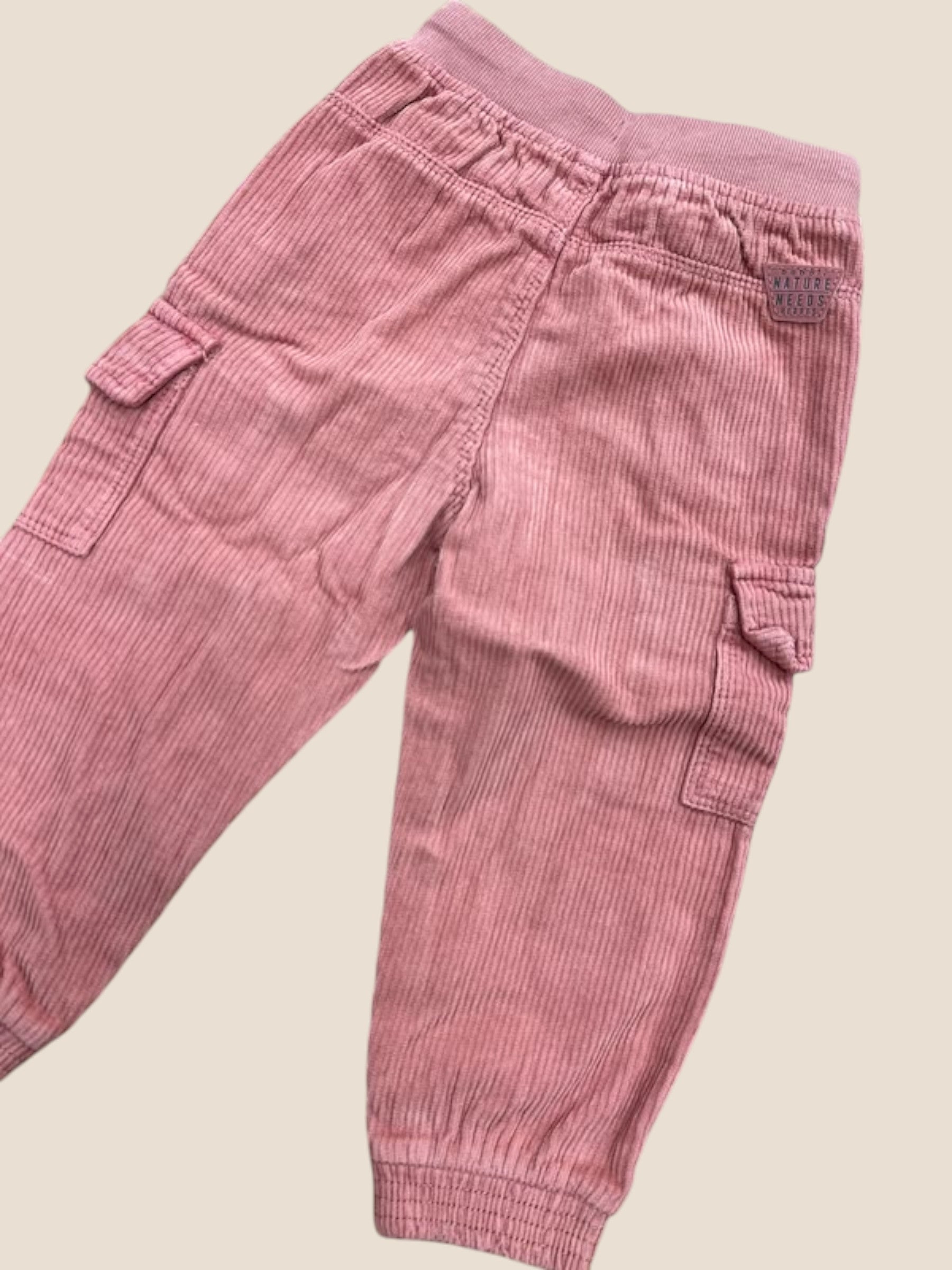Pantalón cargo de pana ancha rosa empolvado con cintura elástica BOBOLI
