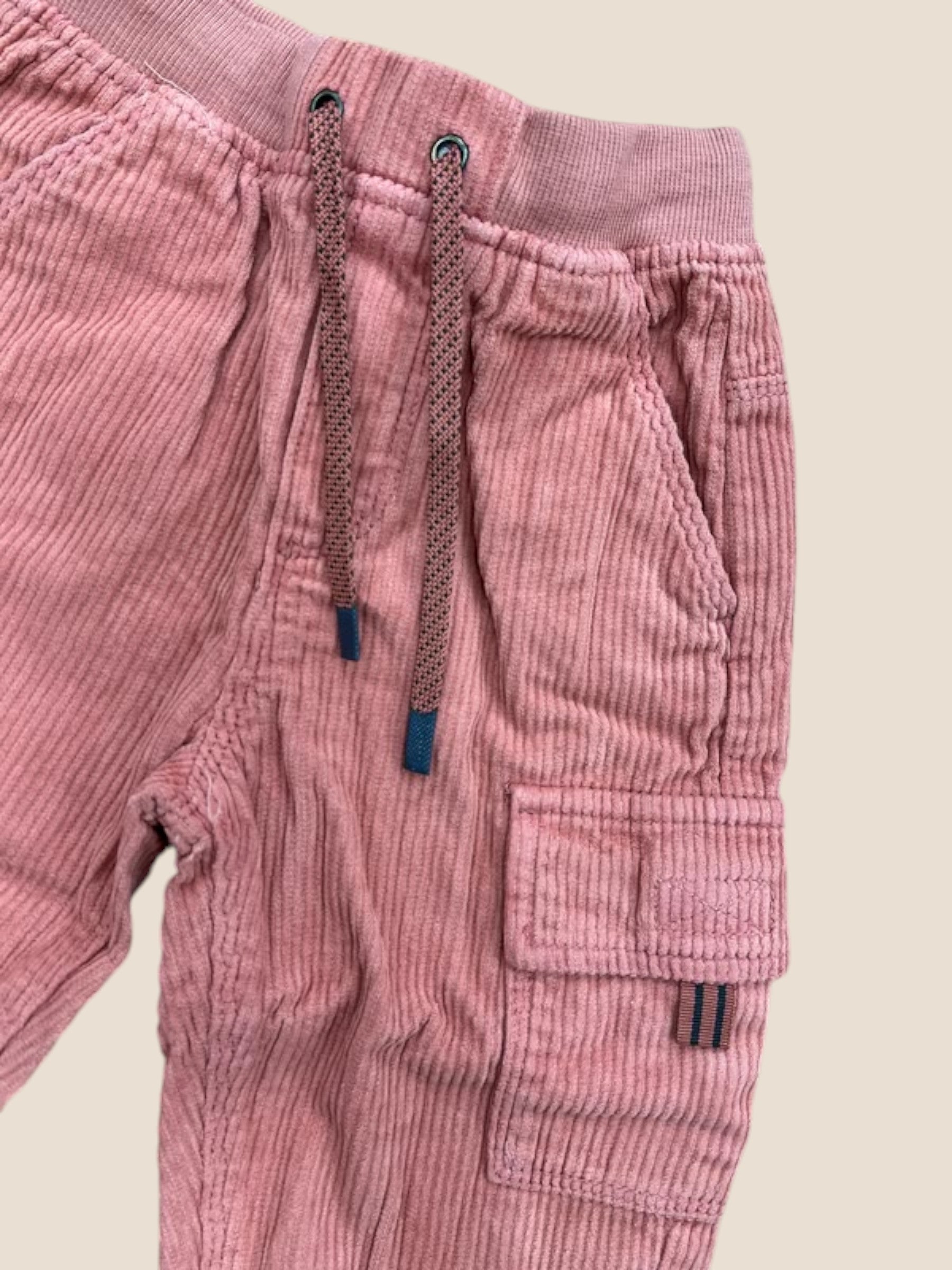 Pantalón cargo de pana ancha rosa empolvado con cintura elástica BOBOLI