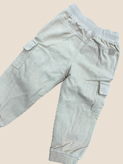 Pantalón cargo de pana fina a rayas beige con cintura elástica BOBOLI