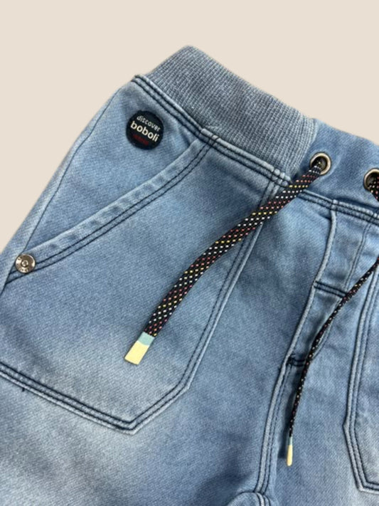 Pantalón jogger denim azul con cordón y puño | Boboli BOBOLI