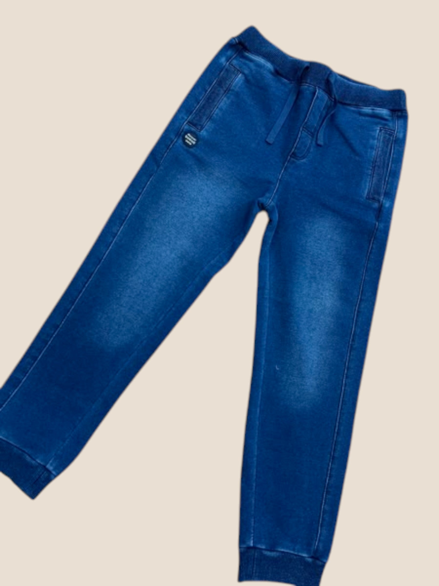 Pantalón jogger denim azul con cordón y puños BOBOLI