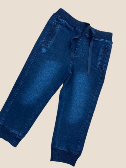 Pantalón jogger denim azul marino con cordón y puños BOBOLI