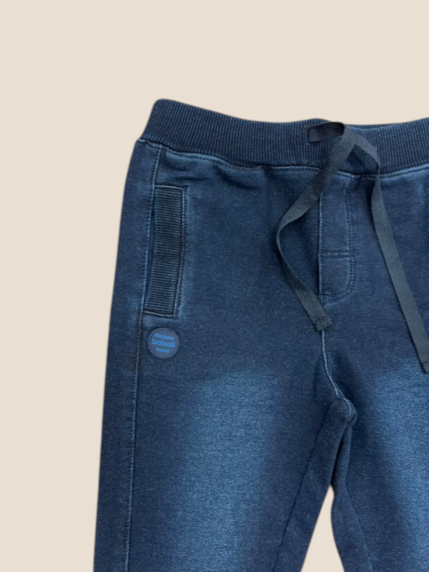 Pantalón jogger denim azul marino con cordón y puños BOBOLI