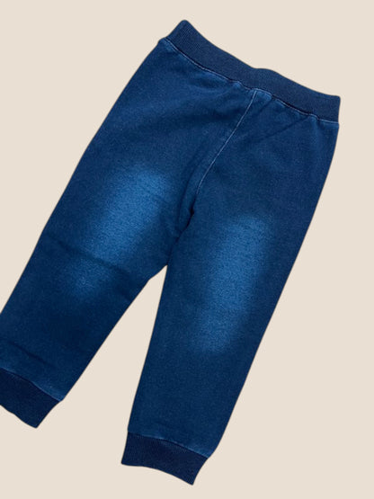 Pantalón jogger denim azul marino con cordón y puños BOBOLI