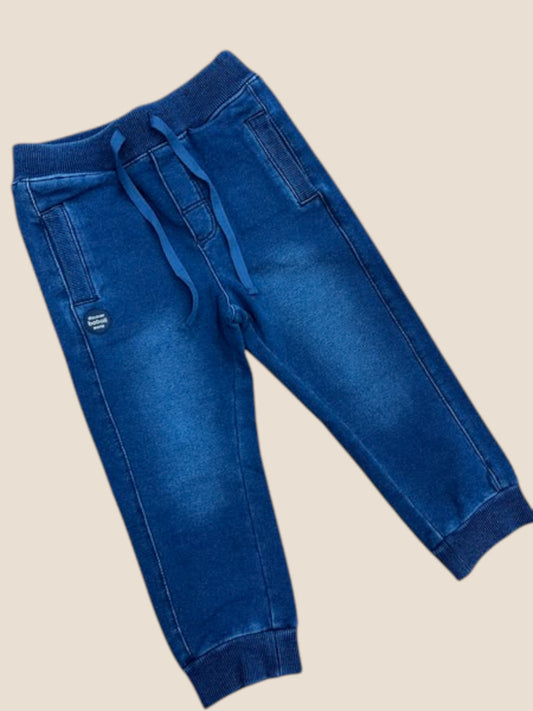 Pantalón jogger denim azul oscuro con cordón y puños | Boboli BOBOLI