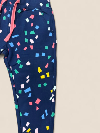 Pantalón jogger niña azul marino estampado confeti BOBOLI