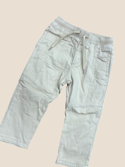 Pantalón sarga beige claro con cintura elástica y cordón BOBOLI