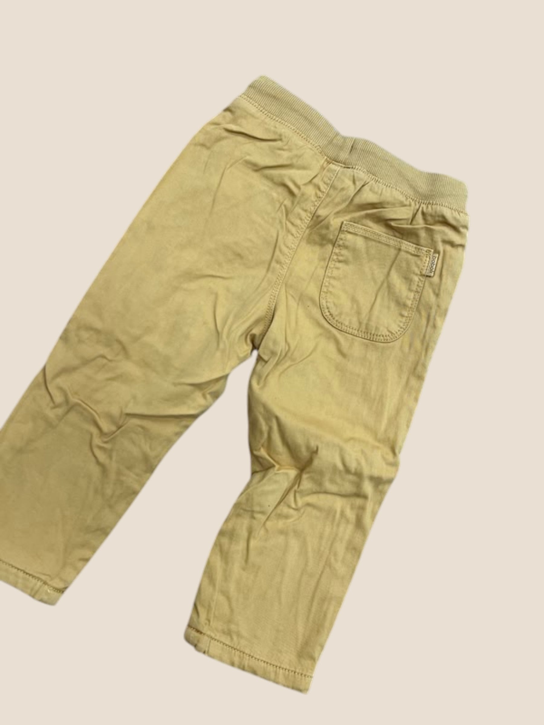 Pantalón sarga mostaza con cintura elástica y cordón BOBOLI