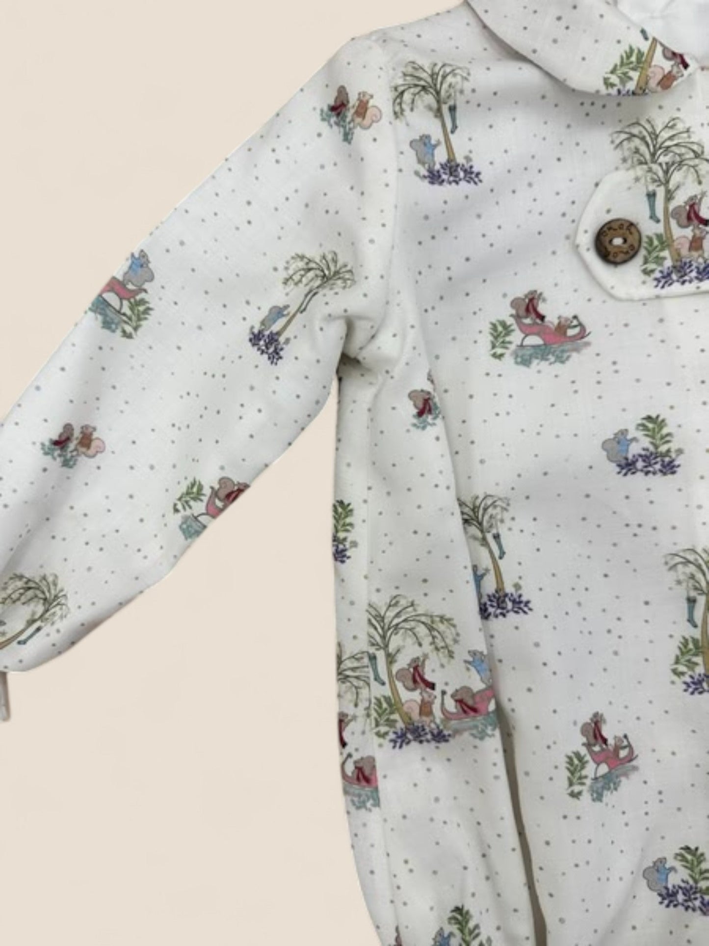 Pelele bebé conejitos estampado campestre manga larga CUCÚ