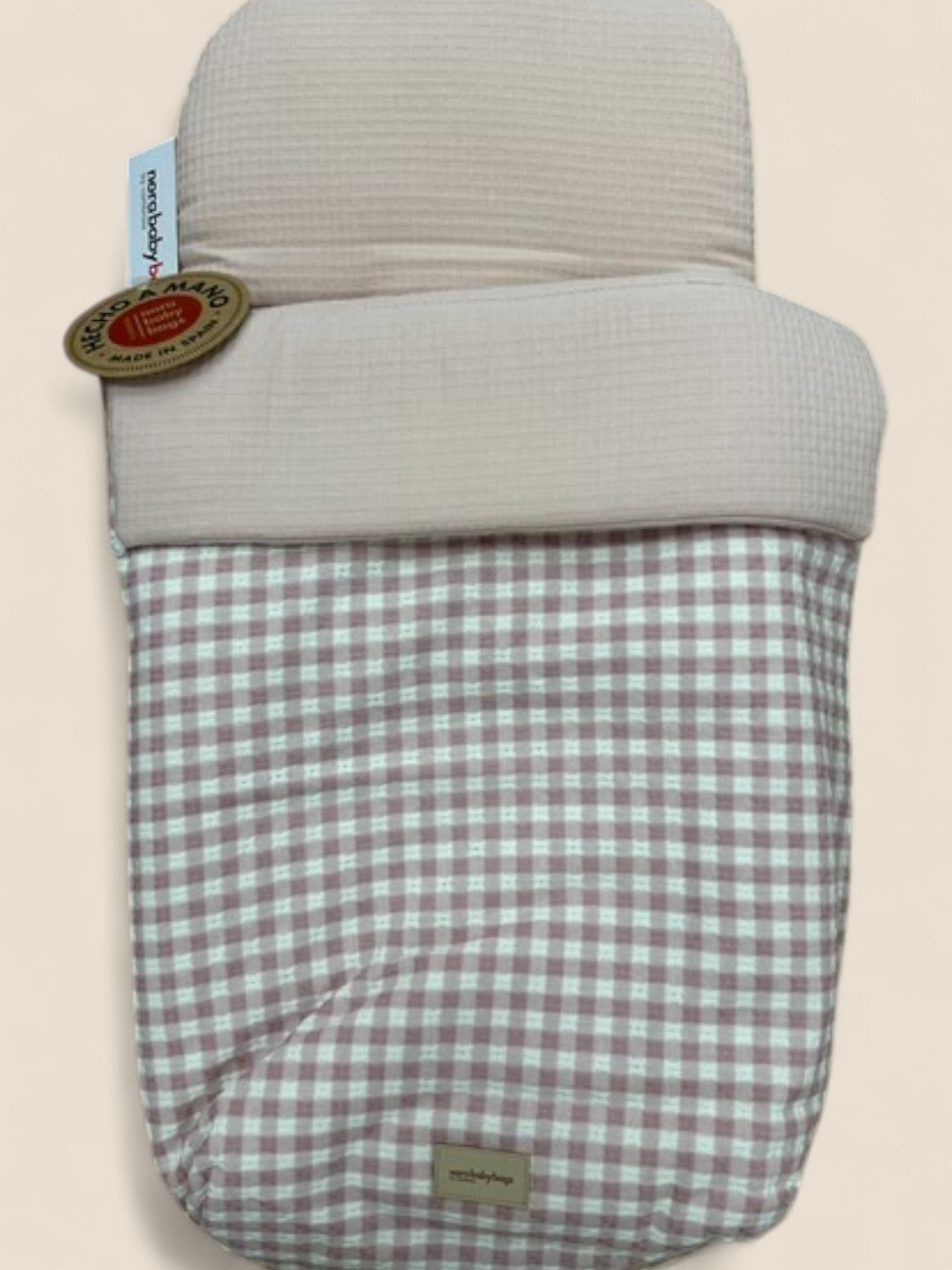 Saco capazo bebé vichy rosa nordic MOM babybag UZTURRE