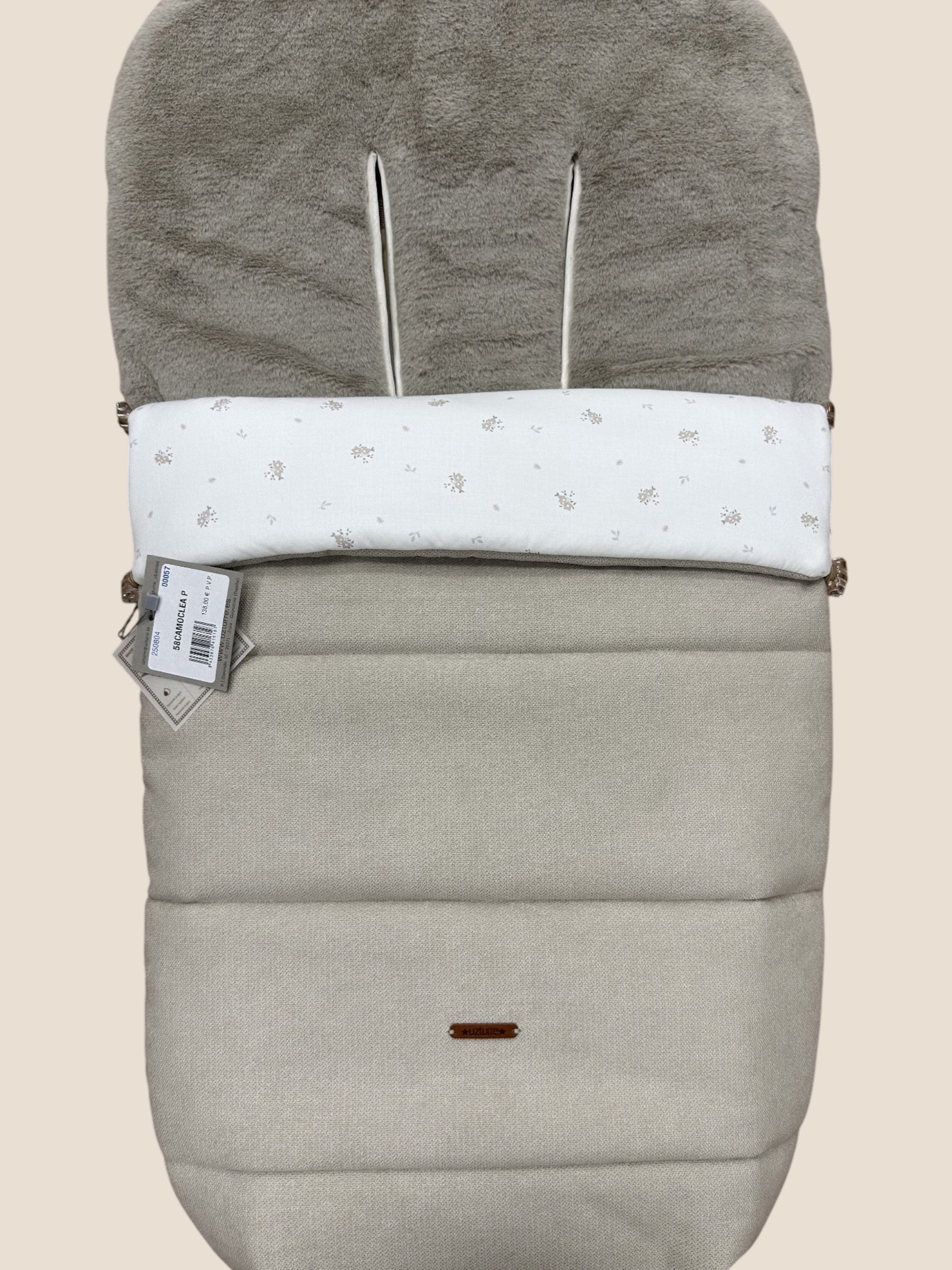 Saco para silla de paseo beige con interior de pelito UZTURRE