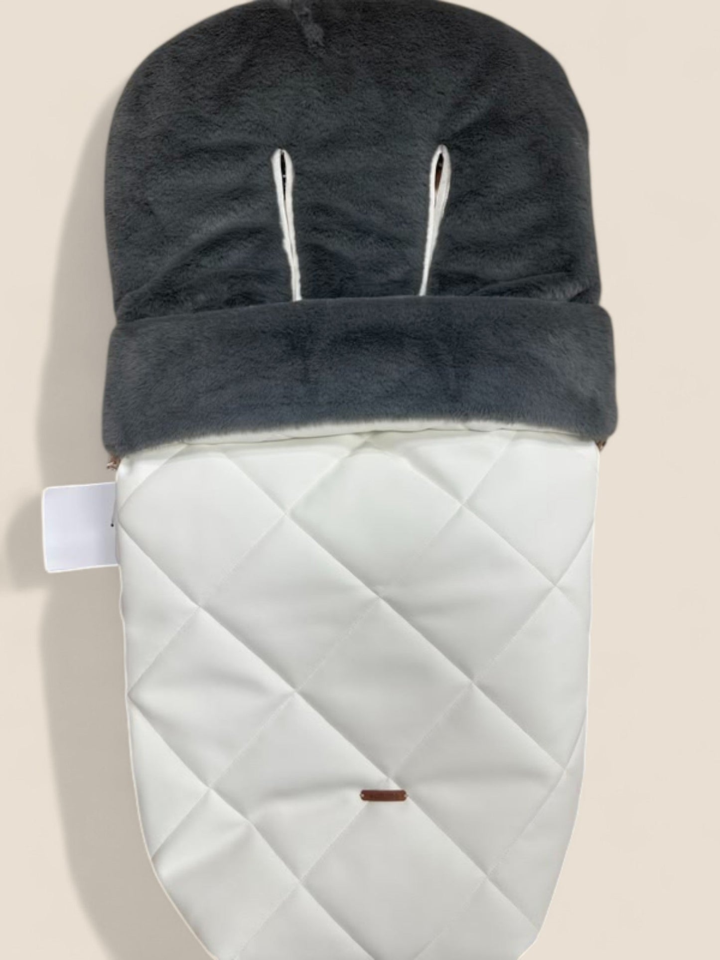 Saco universal polipiel blanco con interior de pelo gris Peques del Valle