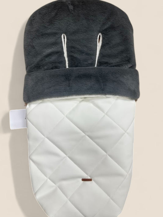 Saco universal polipiel blanco con interior de pelo gris Peques del Valle