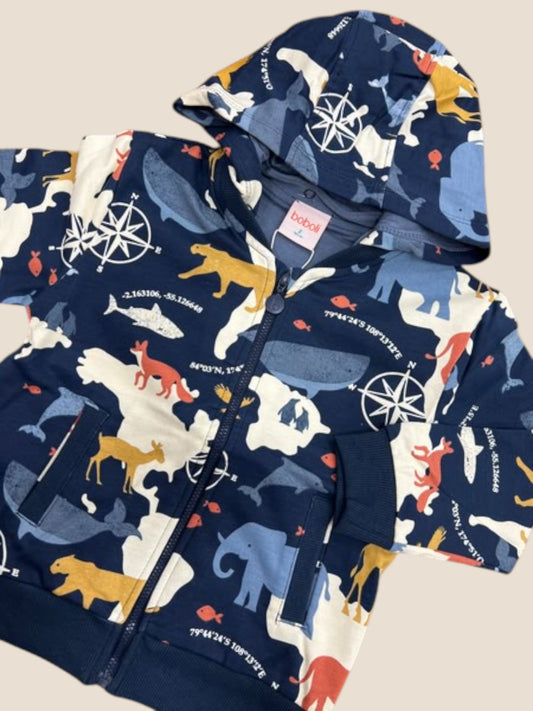 Sudadera con capucha marino con animales y brújulas | Boboli BOBOLI