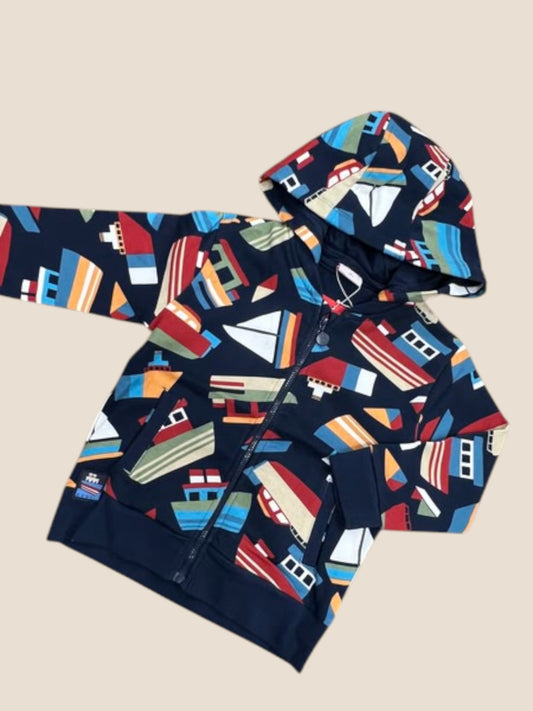 Sudadera con capucha marino con barcos y cremallera | Boboli BOBOLI